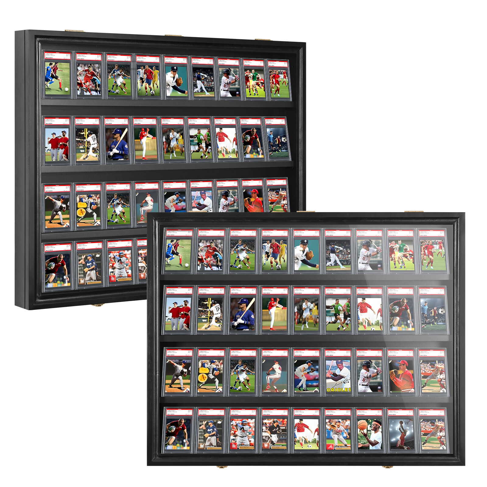 Graded Card Display Case 36 Slots Sports Card Wall Cabinet, UV Door