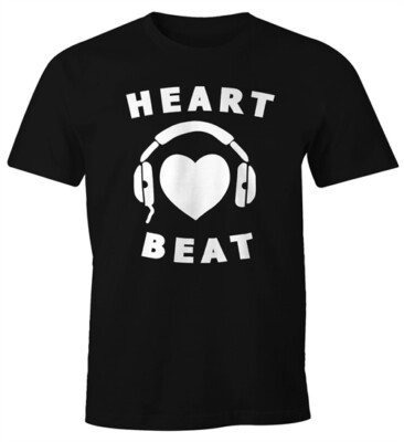 Herren T-Shirt Heart Beat Musik Bass Techno Elektro Shirt Moonworks 