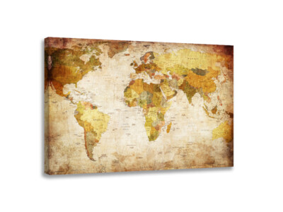 Bilder Leinwand Weltkarte 4139 auf Rahmen Wandbild vintage 80 x 60 cm