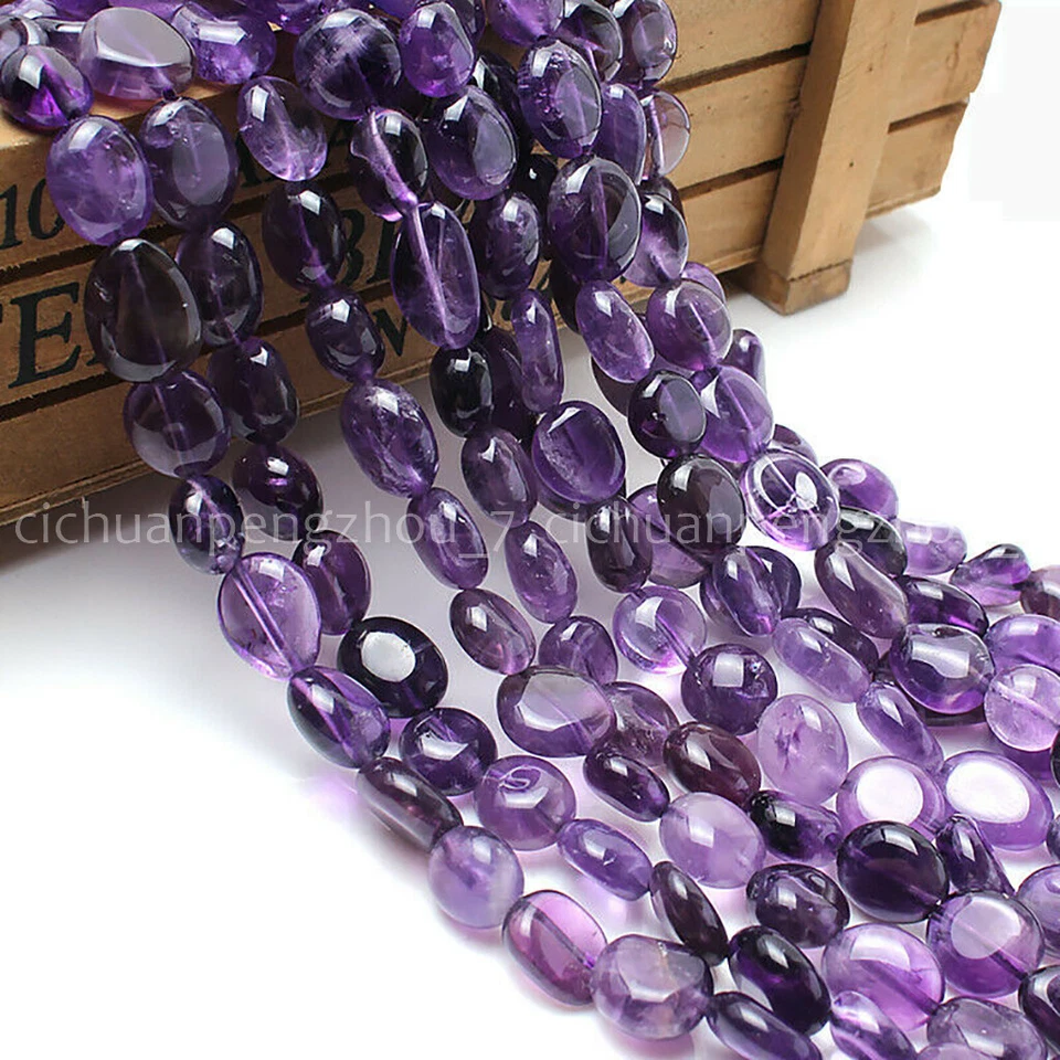Natural 8-10mm Brazil Purple Amethyst Gemstone Irregular Loose Beads 15'' AAA+ - Image 3 of 3