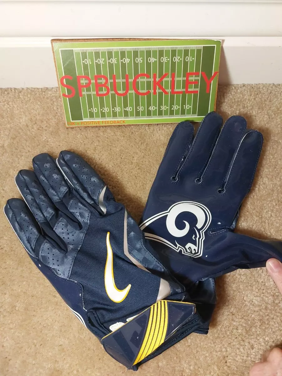 NIKE VAPOR JET 4 NFL L.A. RAMS #12 BRANDIN COOKS CUSTOM FOOTBALL GLOVES  NAVY XL