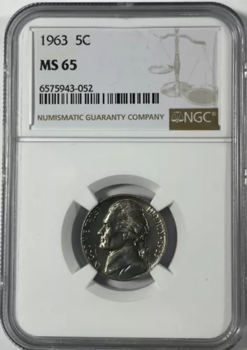 1963 Jefferson 5C NGC MS65 (#18056) Fresh holder.