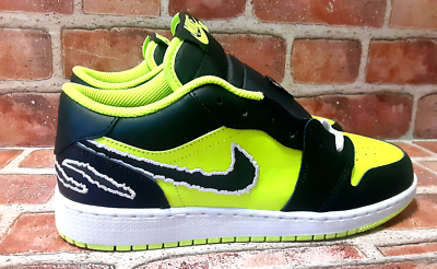 Nike Air Jordan 1 Low SE Black Cat Volt DX6666-701 GS Size Nike Air Jordan 1 Low SE Black Cat Volt DX6666-701 GS Size