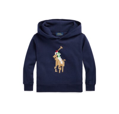 Ralph Lauren Navy Big Pixel Pony Player Graphic Fleece Pullover