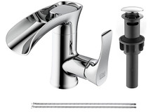 Chrome Silver Waterfall Bathroom Faucet with Pop Up Drain