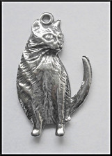 PEWTER CHARM #2277 CAT (26mm x 16mm) 1 bail KITTEN pendant