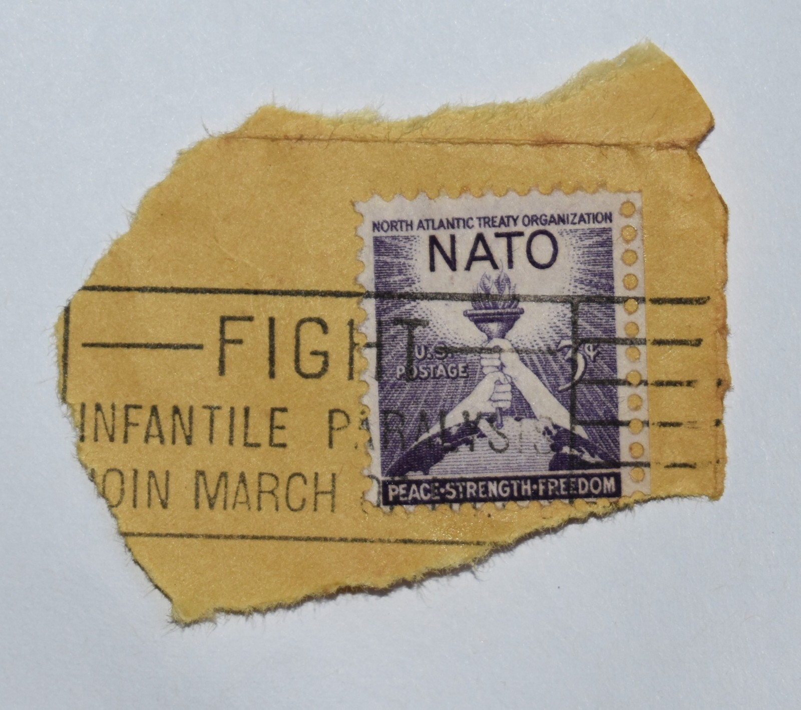 Error Fhit 3 Cent NATO Stamp WWII North Atlantic Treaty Error Fight Paralysis ...
