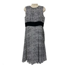 Michael Kors Silk Sheath Dress 10 Knee Length Sheer layers abstract print black