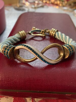 HEIDI DAUS SUMMER BREEZE TURQUOISE ROPE ENAMEL CRYSTAL TOGGLE  BRACELET