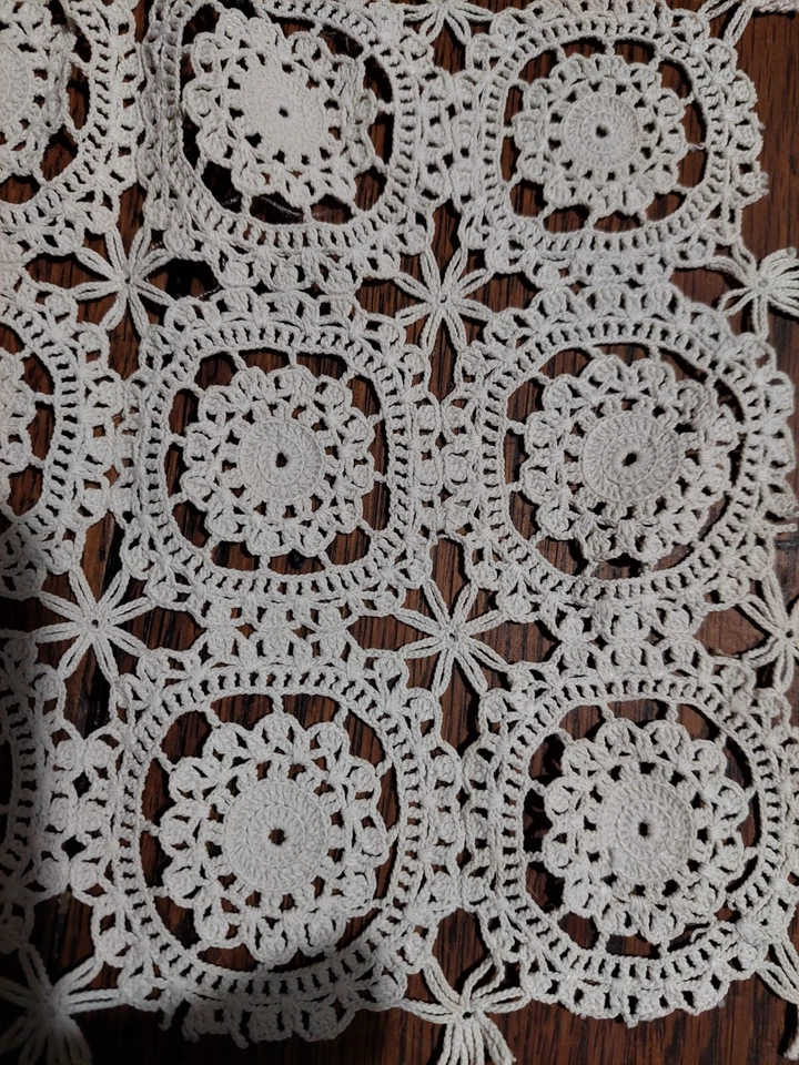 Napperon crochet coton blanc vintage - Photo 2/3
