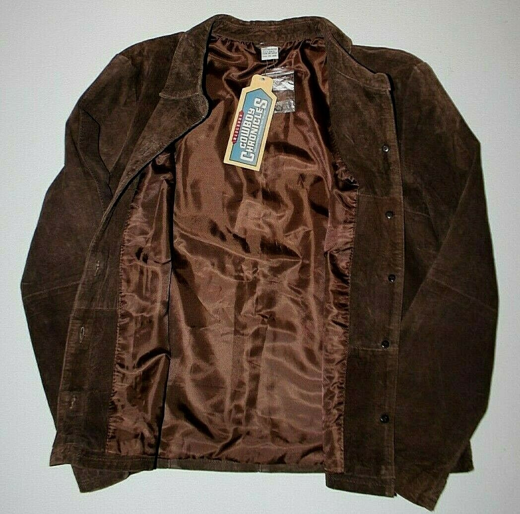 Veste En Cuir Daim Marlboro Cowboy Chronicles - Marron, Doublée, Taille XL Homme (Occasion TB)