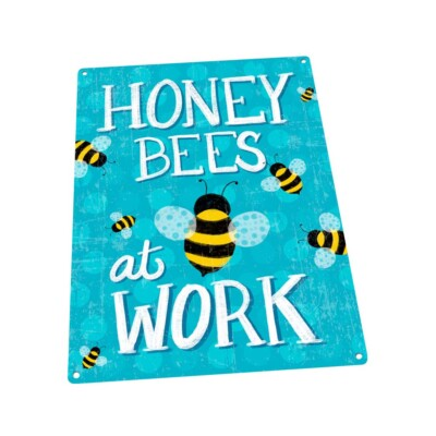 #ad Honey Bees at Work Metal Art Print for Decorating Porch Patio and Deck $66.99