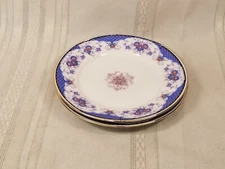 2 Edelstein China Floral Blue boarder Bread and butter Plates 1531