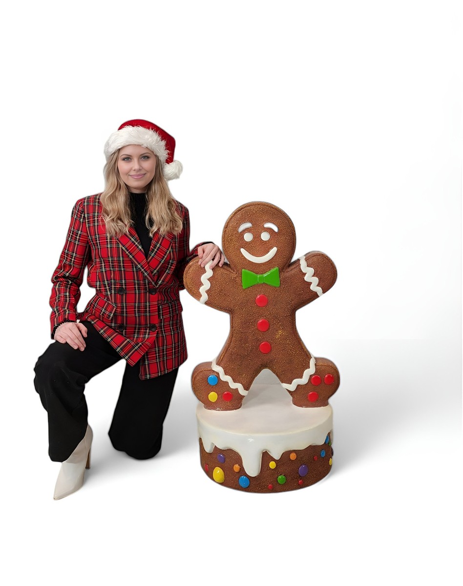 Large Gingerbread Boy Statue - Gingerbread Man Statue 3 FT Indoor