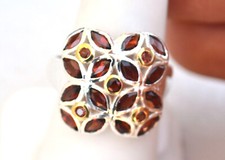 Garnet Ring in Sterling Silver -- Size 8.75