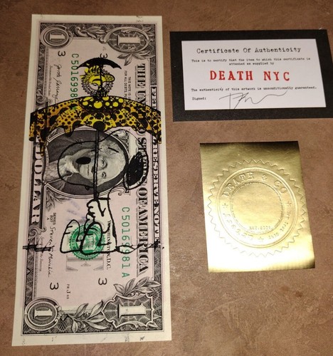 Œuvre D'art Signée Death NYC - Billet $1 Customisé David Beckham - Édition Limitée