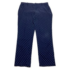 Tommy Hilfiger Navy Blue White Polka Dot Mid Rise Straight Pants Women s 10