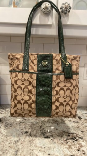 Coach F1361-F25706 Beige Python Streifen mit Etikett Tasche Handtasche