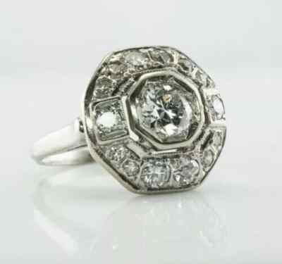 Art Deco 3.75Ct Round Cut Lab Created Diamond 14K White Gold FN Engagement Ring
