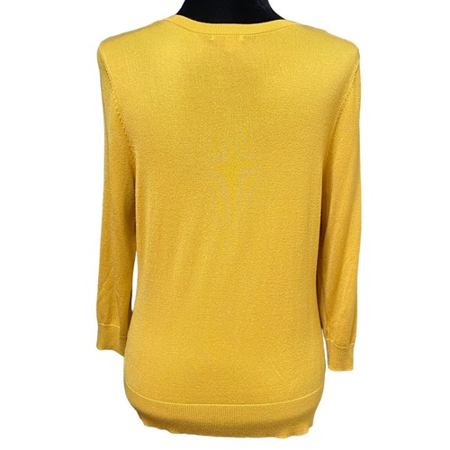 Halogen Yellow Button Cardigan Sweater Size Petite Large - Picture 3 of 6