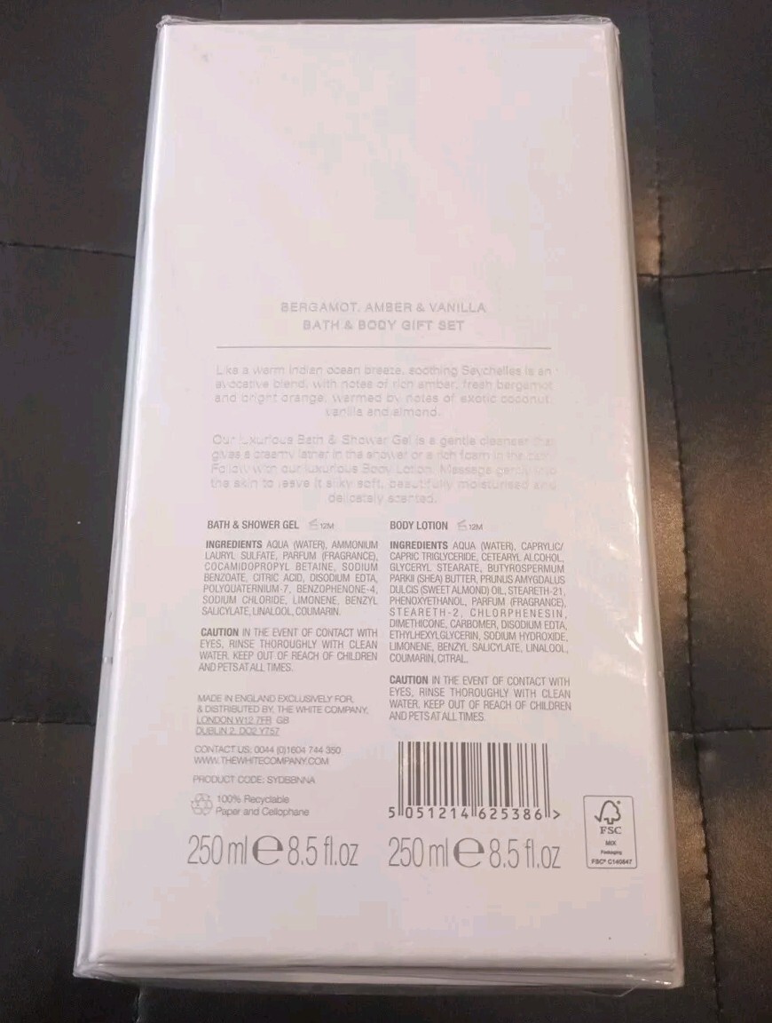 The White Company Seychelles Bath & Body Gift Set NEW & Sealed Lotion