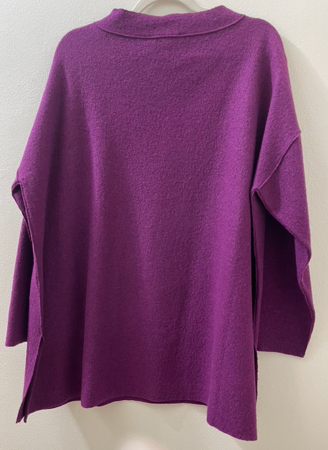 NWT $298 Eileen Fisher Jam Boiled Wool Jam Funnel Neck Box-Top 1X.