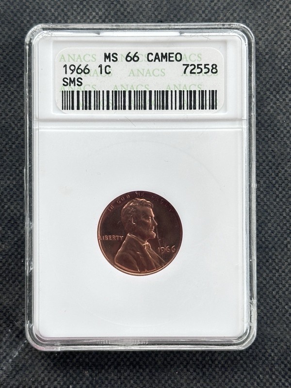 1966 Lincoln Memorial Cent ANACS MS66 Cameo SMS 