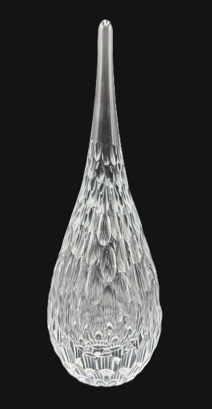 MCM signed Josef Svarc Bohemian glass cut crystal faceted droplet sculpture