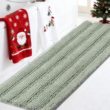 Green Bathroom Rugs Runner Extra Long 47 x 17 Large Bath Mat 47" x 17" Sage