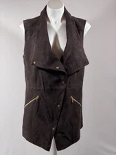 NEW Carlisle Suede Leather Vest Womens 10 Truffle Brown Sleeveless Lined