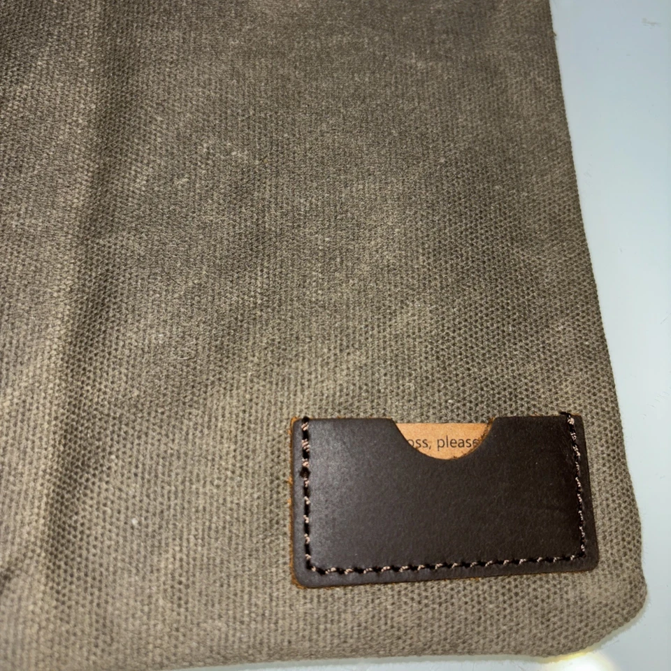 "Bolso para portátil de lona Diodrio verde caqui con detalles de cuero 14,5""X 11,5""" Foto 3 de 4