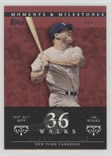 2007 Moments & Milestones Red 1/1 Mickey Mantle (1957 AL MVP 146 Walks) HOF 7bl