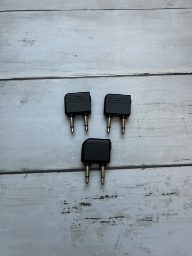Airline Headphone Adapter Dual Prong 3.5mm Jack Plug Lot of 3 Travel Audio
