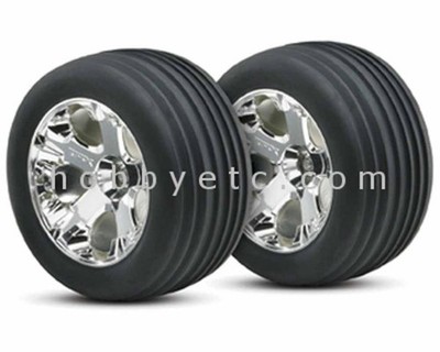 Traxxas 3771 Tires & Wheels Assembled Glued Rustler VXL Velineon Brushless