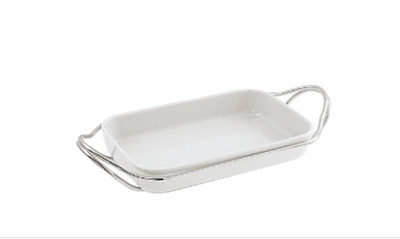 Sambonet New Living Rectangular Casserole Dish with Holder NWT