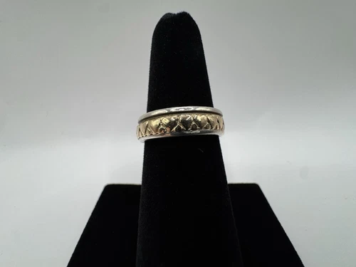 Retired James Avery 925 & 14K Gold Heart Eternity Band Ring - Size 6.5