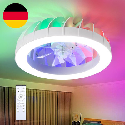RGB Deckenventilator Mit Beleuchtung, Dimmbar Deckenleuchte Mit Ventilator Leise