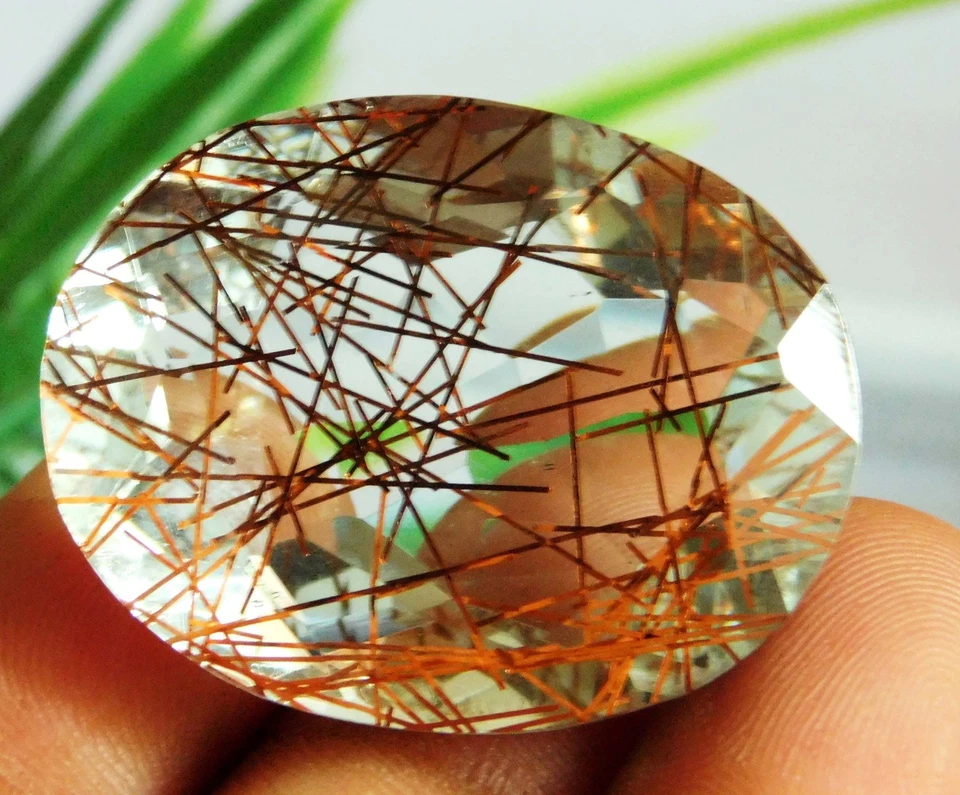 A+ Rutilated Quartz 74.75 Ct Oval Cut Natural Golden Gemstone Certified - Image 2 of 4