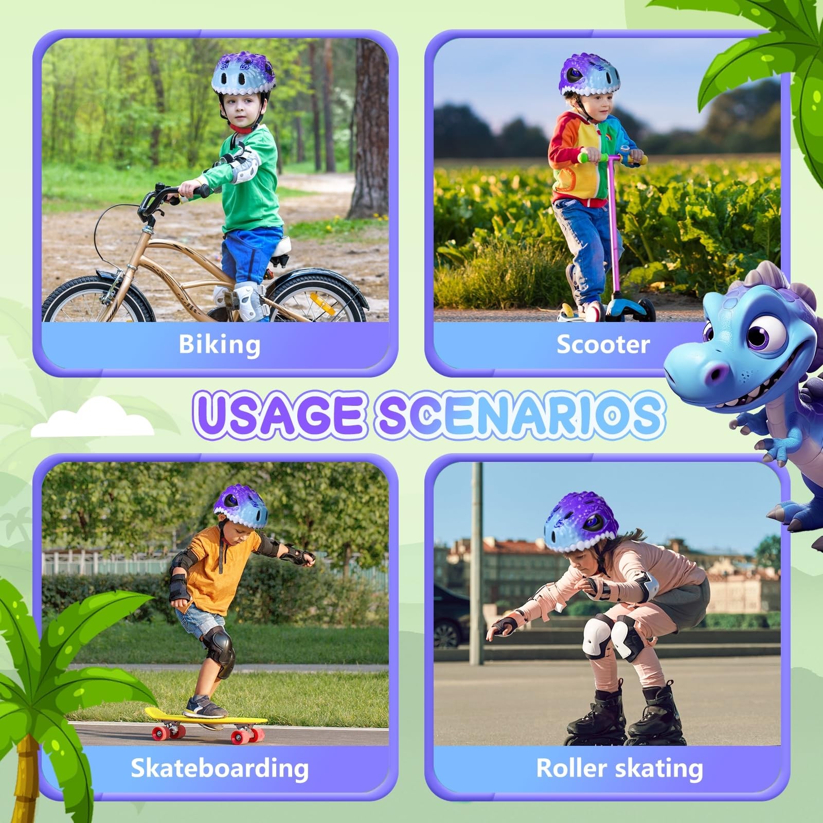 Safuty1st Toddler/Kids Bike Helmet Set for Boys Girls 3D Adjustable Kids Helmet