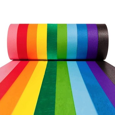 10 PCS Colored Masking Tape, 1 Inch x 13 Yards x 10 Rolls, 390 Feet Total, Co...