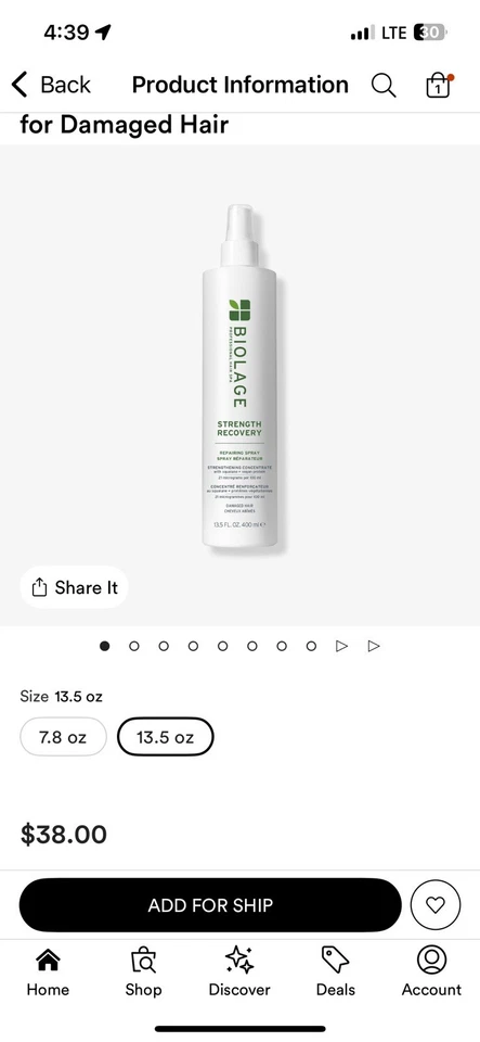 Biolage Strength Recovery Strength Spray reparador 13.5 fl.oz Foto 2 de 2