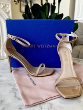 NEW Stuart Weitzman 9.5 Nudistcurve 100 Ankle-Strap Patent Leather 40 475 Nude