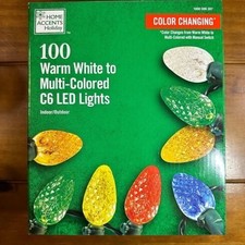  Home Accents Holiday- 100 Warm White Multi Colored C6 LED Light String - New