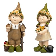 2er Set Dekofiguren Sommerkinder stehend H. 31cm aus Kunststein Formano S26