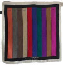 LEONARD PARIS  silk Scarf W/ Colourful Print Detailed W Paisles M In France EC