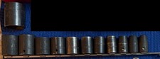 Vintage 12 Piece Snap-on ½” Drive 6 Point SAE Shallow Impact Sockets with Rail 
