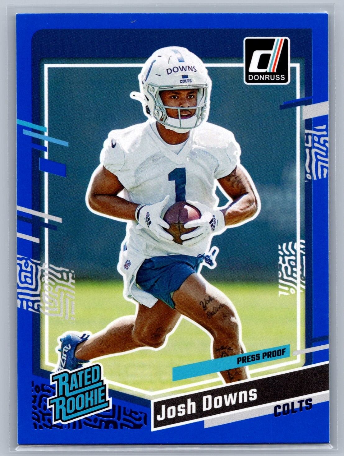 Josh Downs 2023 Donruss Rated Rookie Blue Press Proof #345