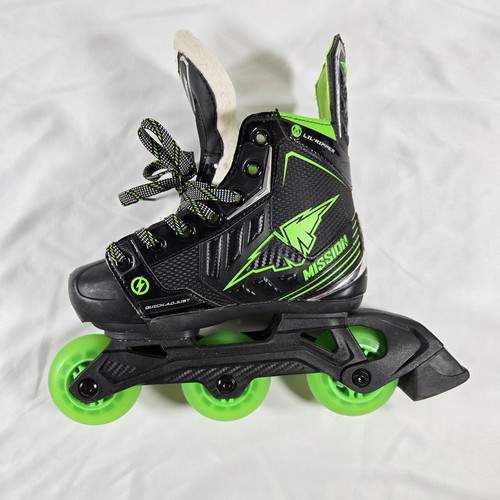 BAUER Hockey Mission Lil Ripper Kids Adjustable Inline Skates Y11-Y12 Excellent - Picture 2 of 16