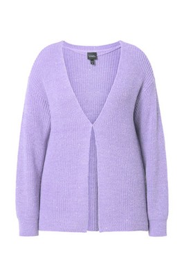 Ulla Popken Damen große Größen Strickjacke Pailletten Oversized Rippstrick