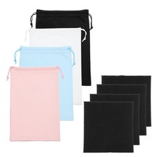 Ski Goggle Bag, Microfiber Bag with Cloth 4 Pcs Black/White/Light Blue/Pink